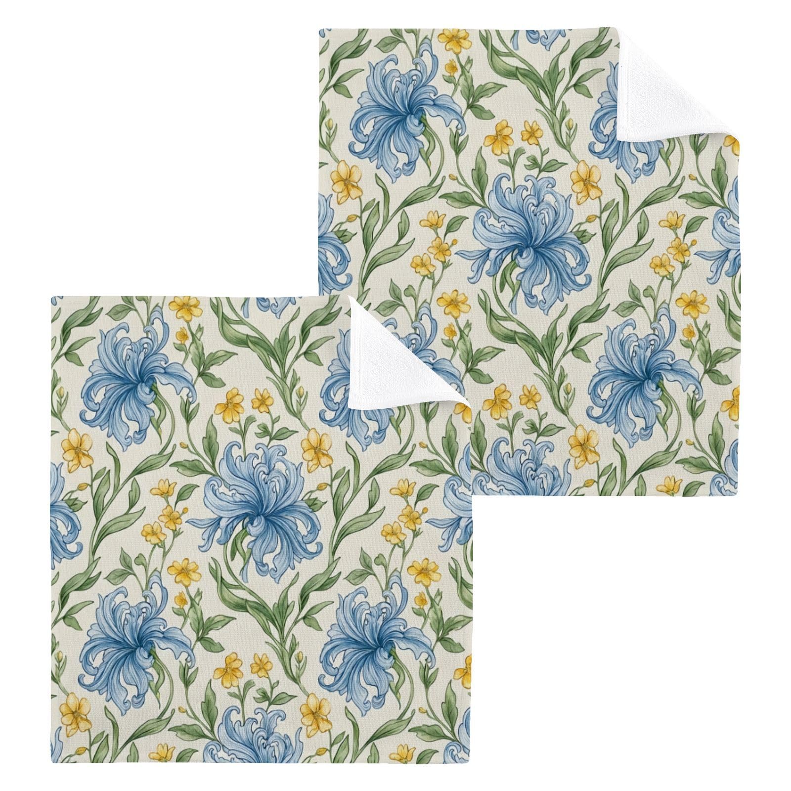 BOESI Wildflower Pattern 12x12in Cotton Washcloth,Face Towel
