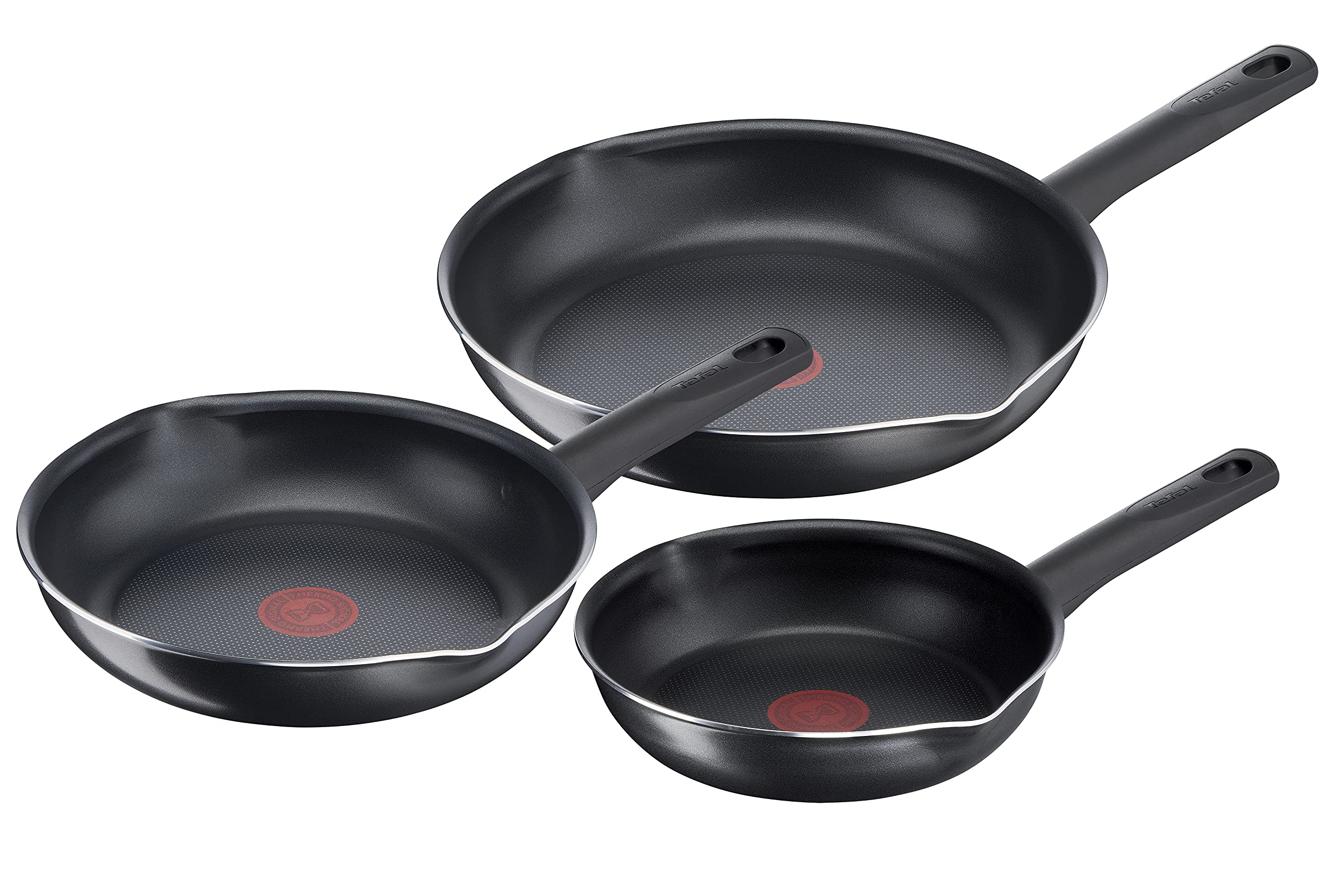 TefalB56490 Day By Day On 3-Piece Pan Set 20/24/28 cm | Non-Stick Cookware | High Performance Titanium Non-Stick Coating | Black [Not suitable for induction]