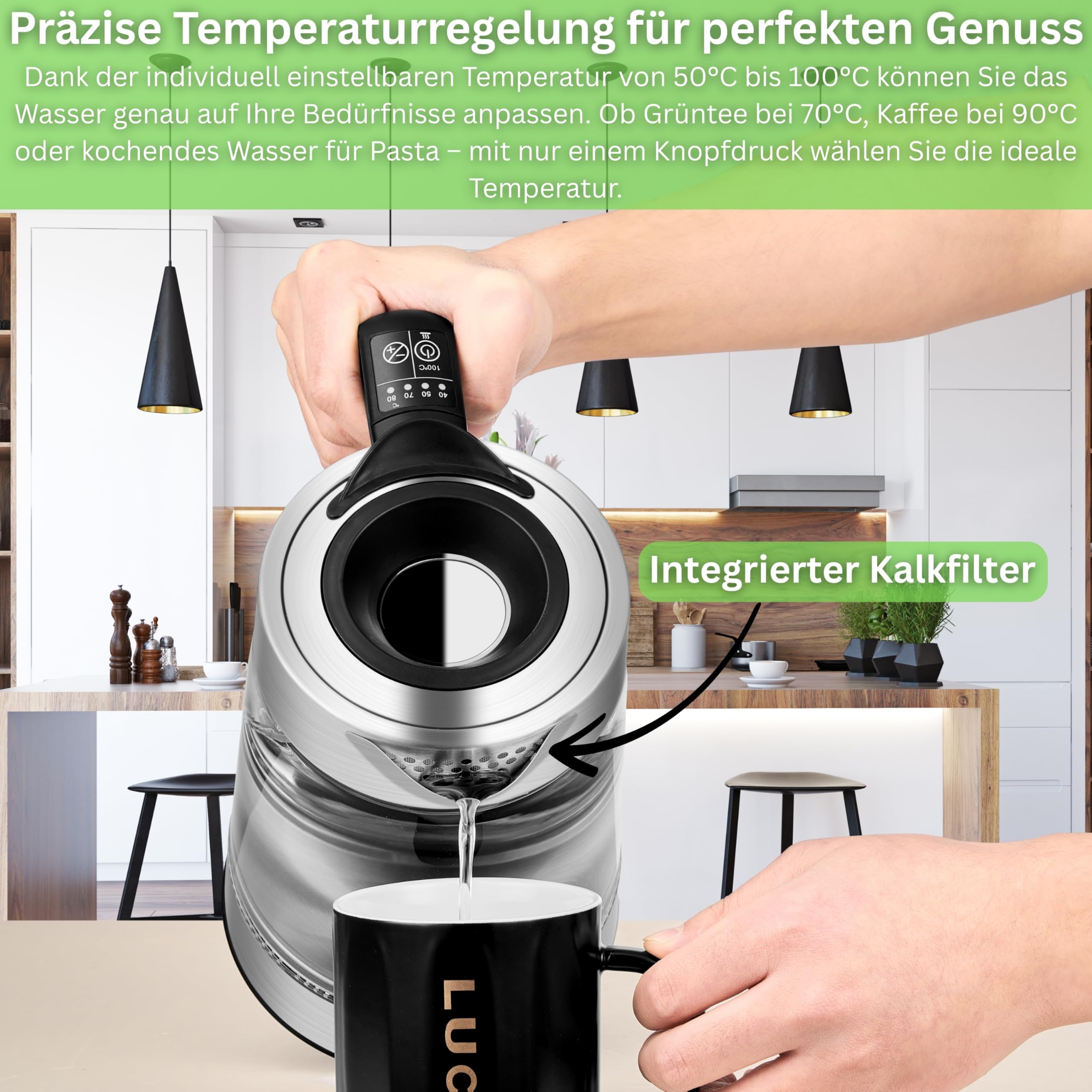 Glazen Waterkoker 1,7L - 2200W RVS