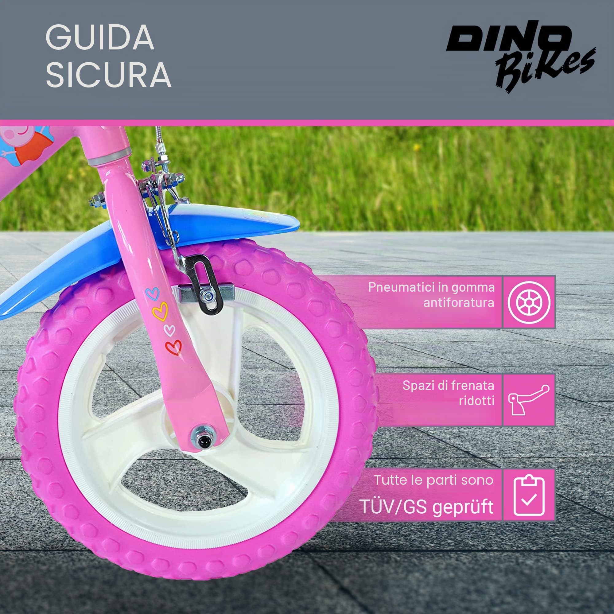 Dino Bikes per Peppa Pig Bicicletta Bambina 12 pollici