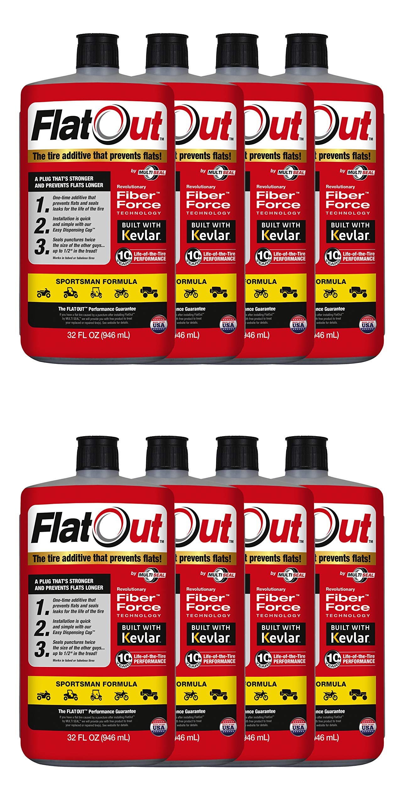 FlatOut Tire Sealant Sportsman Formula Prevent Flat Tires, Seal Leaks, Contains Kevlar, 32
