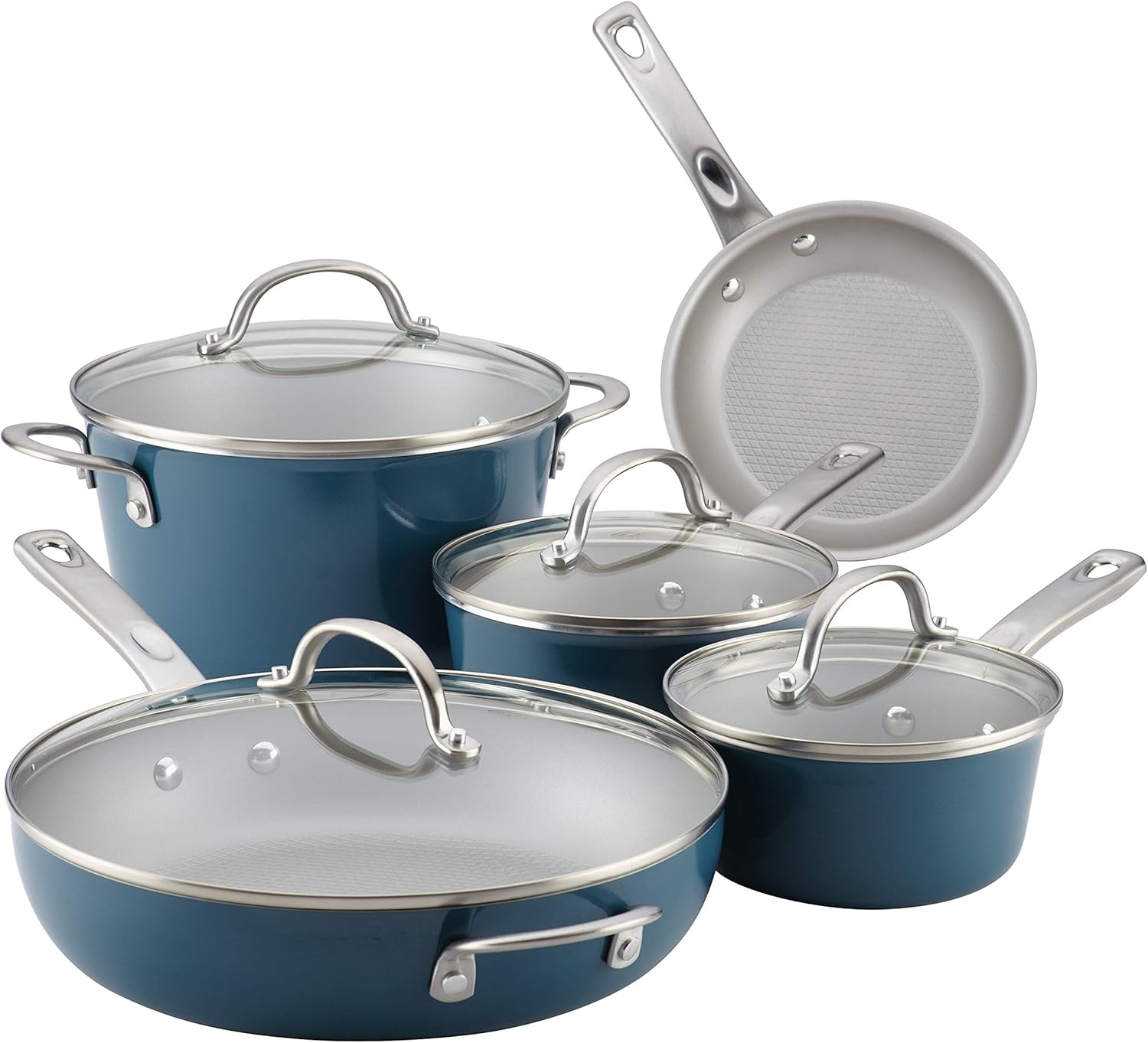 Flash Sale Ayesha Curry Home Collection Nonstick Cookware Pots and Pans Set, 9 Piece, Twilight Teal Get Cheap Price Ayesha Curry Home Collection Nonstick Cookware Pots and Pans Set, 9 Piece, Twilight Teal