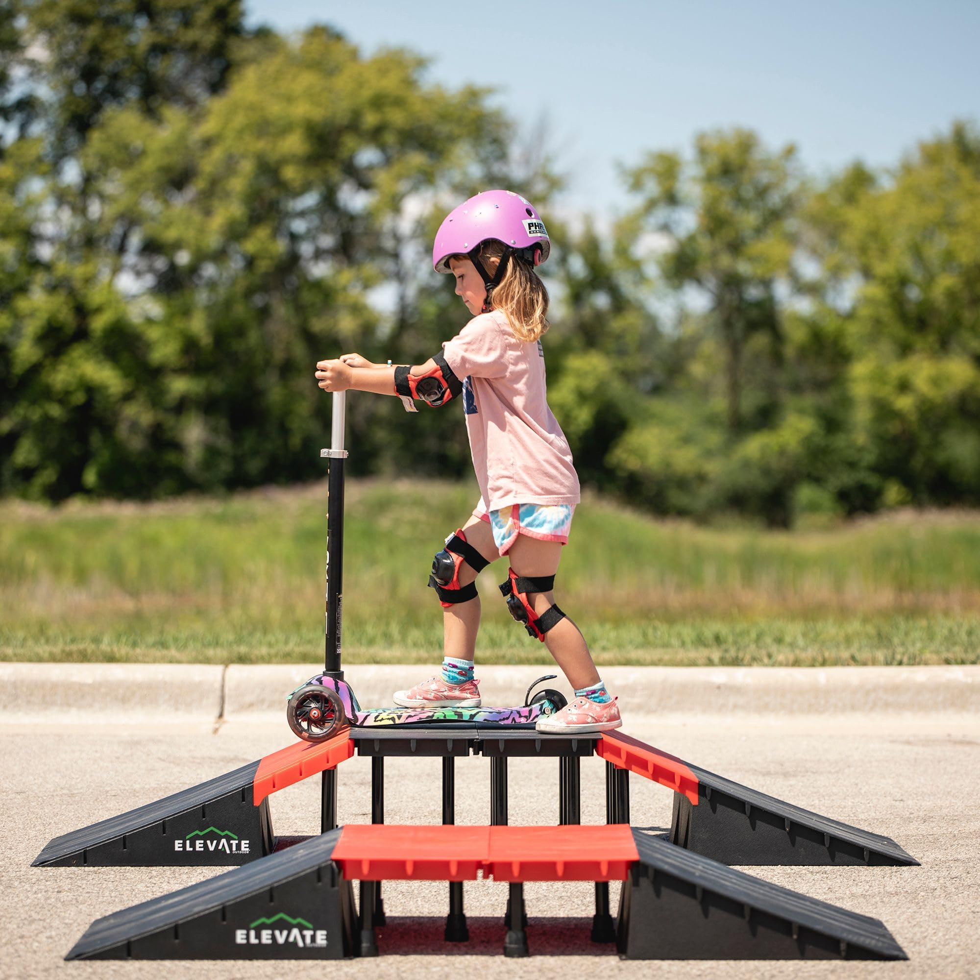 Mini EZ-Link Skateboard Ramp Set with Slopes for Skateboards, Scooters, BMX Bikes, RC Cars