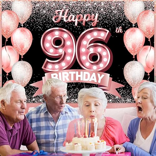 Vista 102 de Happy 21st Birthday Rose Gold Banner Backdrop Cheers to 21 Years Old Confetti Balloons Theme Decor Decorations for Women 21 Years Old Pink Birthday