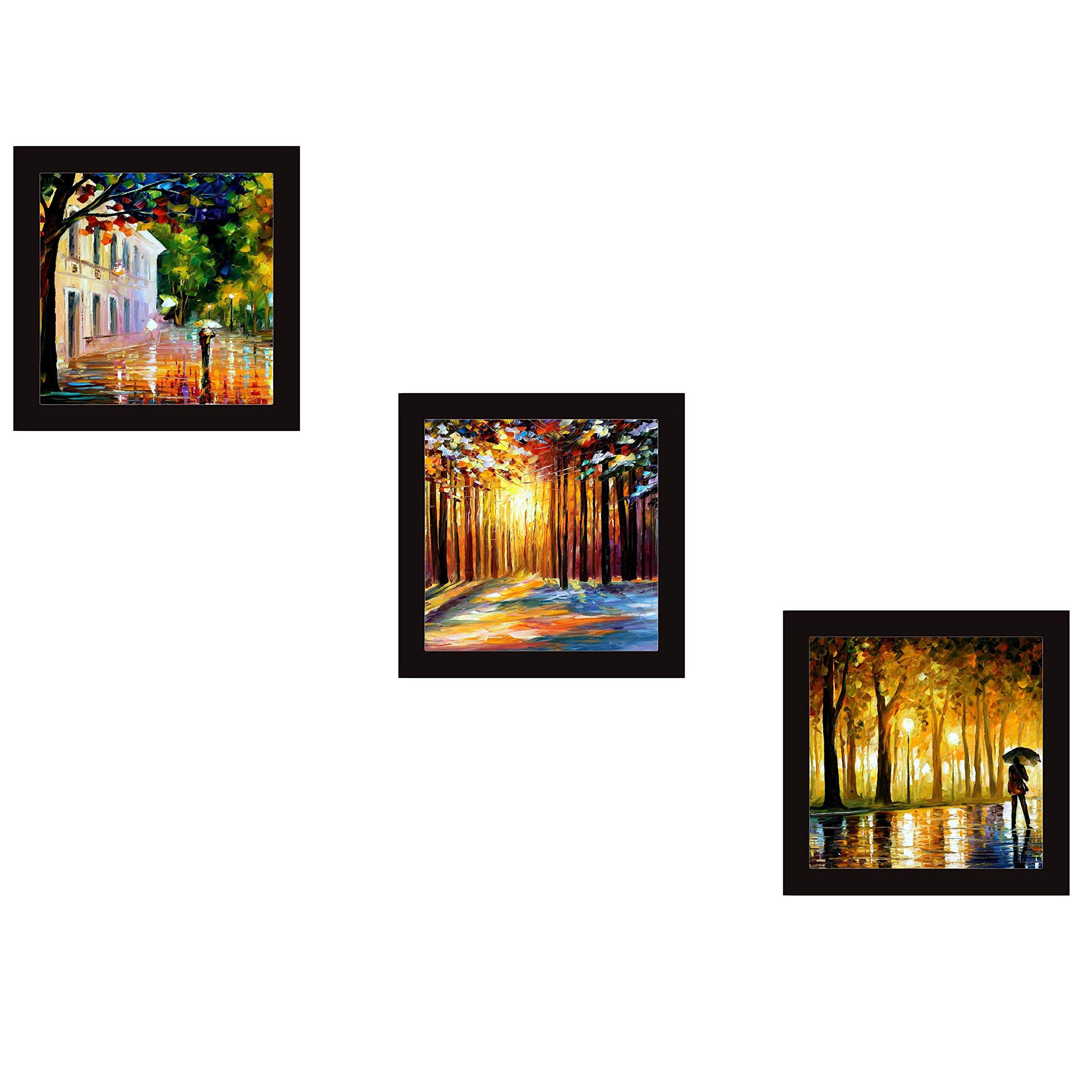 KARTIK Framed Rain Painting Wall Painting Set of 3 / Break Resistant Clear/Home Decor for Living Room, Office, Bedroom(23X23) cm