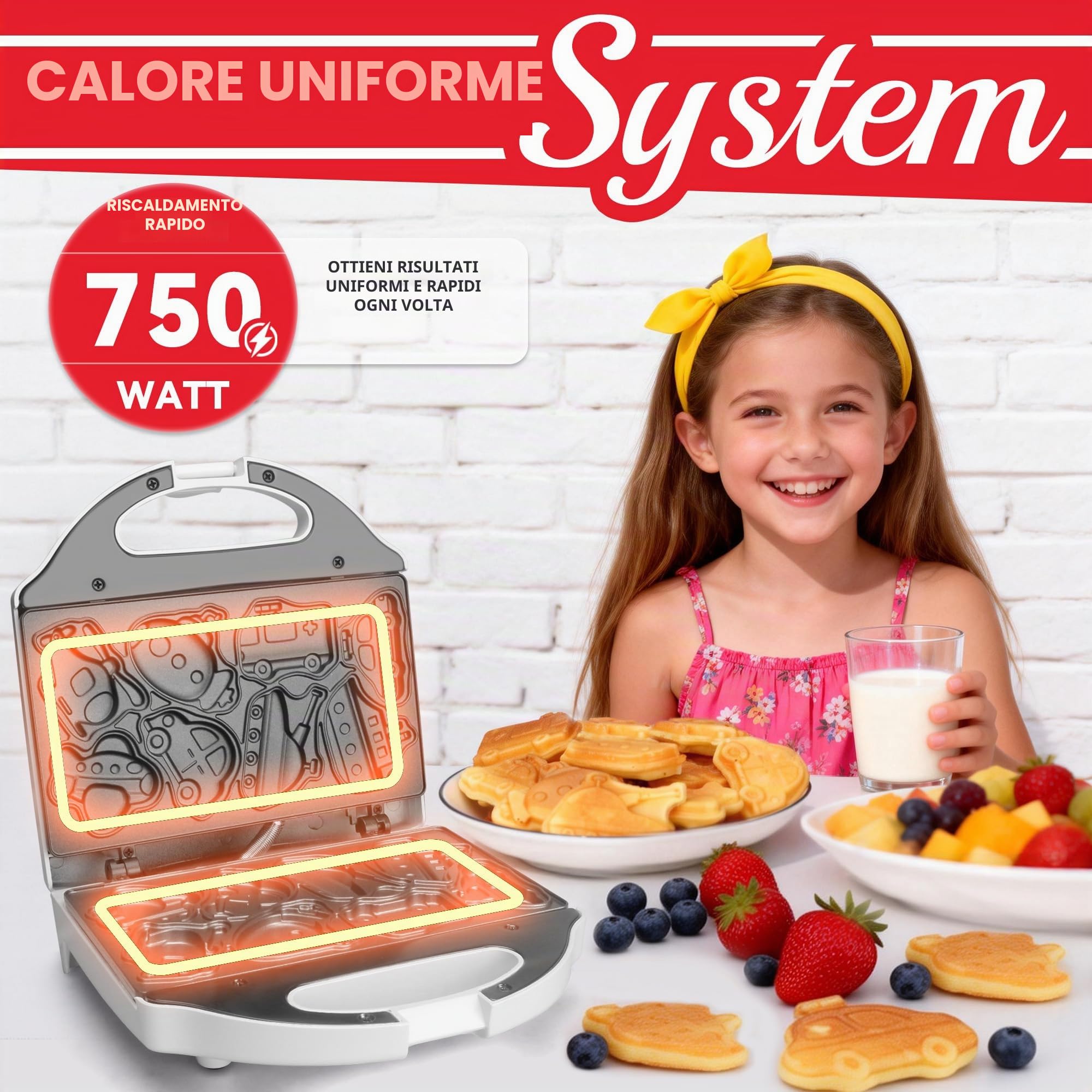 SugarWhisk Macchina per Waffle a Forma di Auto per Bambini, Mini Macchina per Waffle per Halloween e Natale, 8 Divertenti Mini Macchine per Pancake a Forma di Veicolo, Superficie Antiaderente, Ottimo