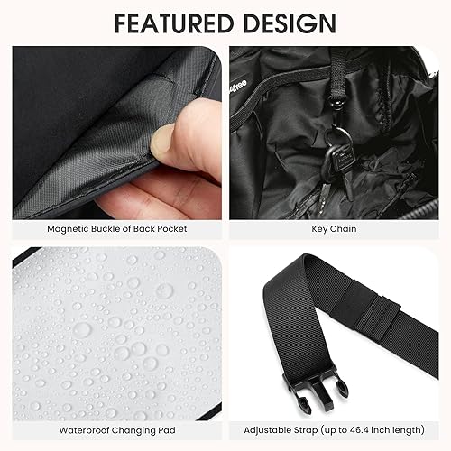 Miniatura 9 de G4Free Pequeña bolsa de pañales para bebé niña y niño, mini bolsa de pañales cruzada con cambiador portátil