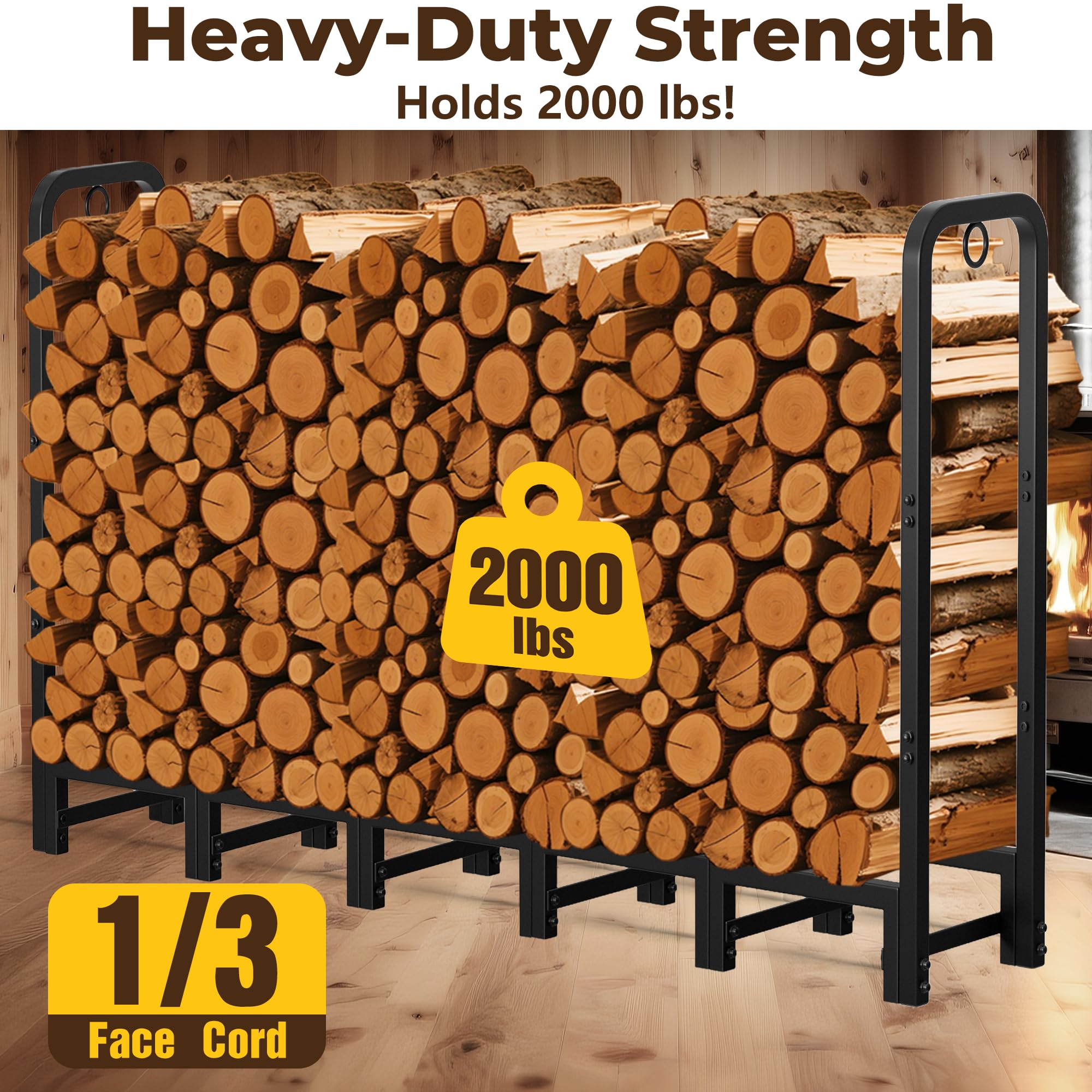 Snapklik.com : Amagabeli 6ft Firewood Rack Outdoor Heavy Duty Fire Wood ...