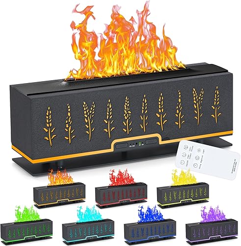 Difusor de aceite esencial colorido, difusor de fuego de llama de 7 colores, difusor de aromaterapia ultrasilencioso de 7.03 onzas líquidas con