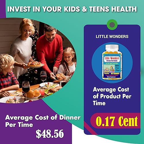 Miniatura 7 de Little Wonders - Suplemento de refuerzo cerebral para niños, gomitas de concentración para adolescentes, concentración de apoyo, gomitas nootrópicas