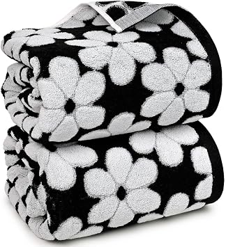Black Bath Towels Set of 2, Super Soft & Quick Drying 27.5x55 Inches
