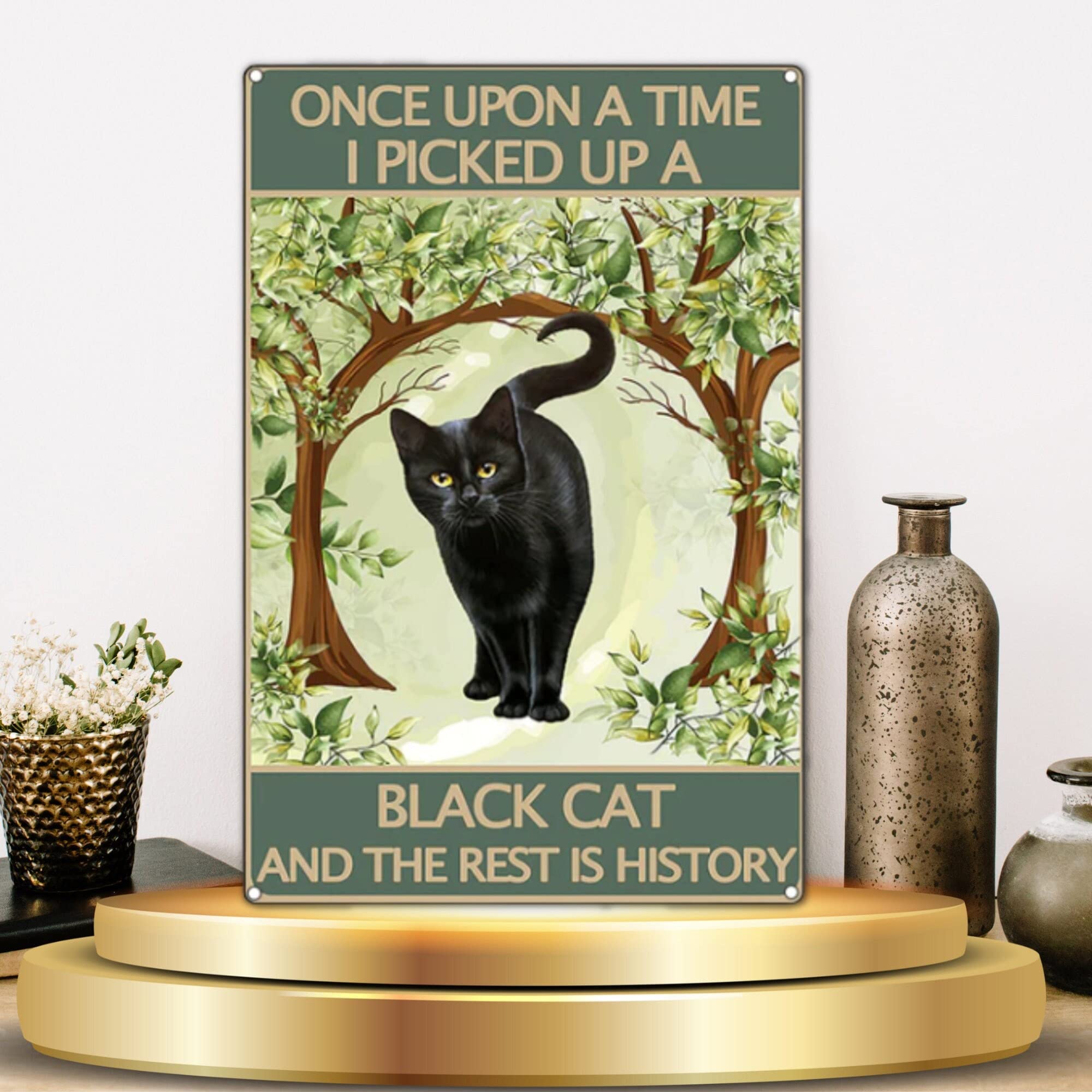 Strunt Targa in metallo vintage Once Upon A Time I Picked Up A Black Cat And