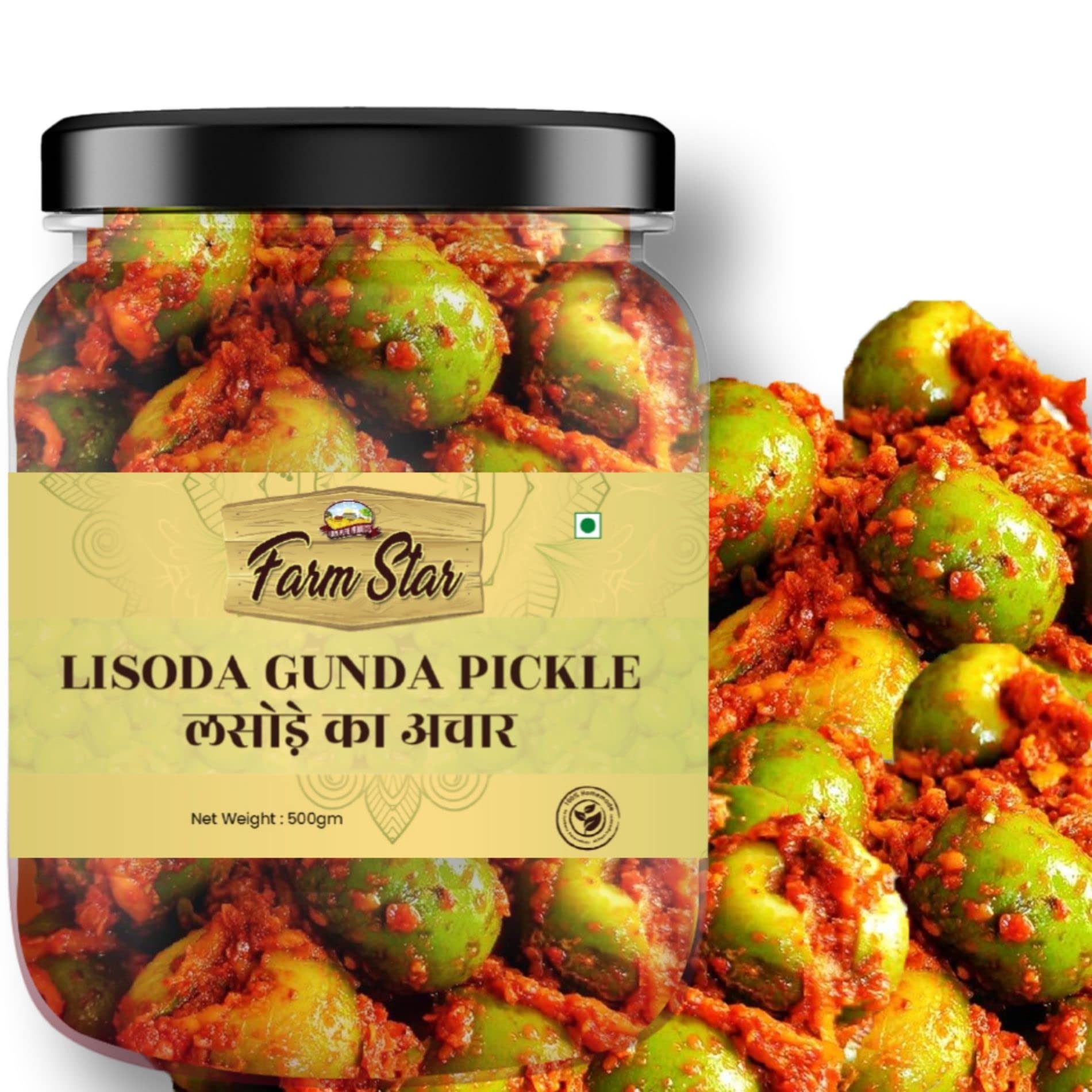 Farm Star Tasty&Spicy- Lisoda Gunda Pickle(500Gm)- Lashua Ka Achar