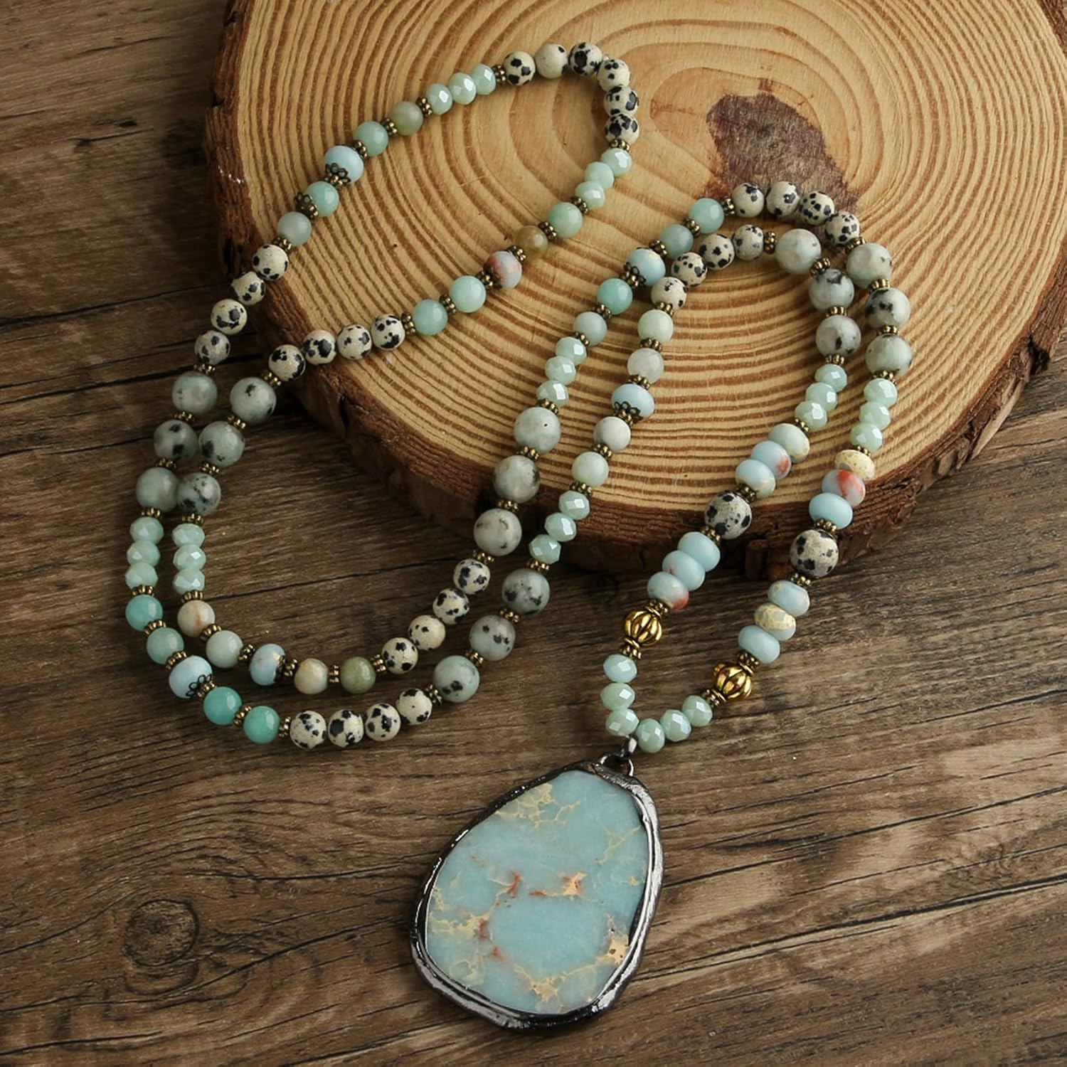 Yomisa Long Necklaces for Women,Boho Beaded Pendant Necklace, 33/34inch