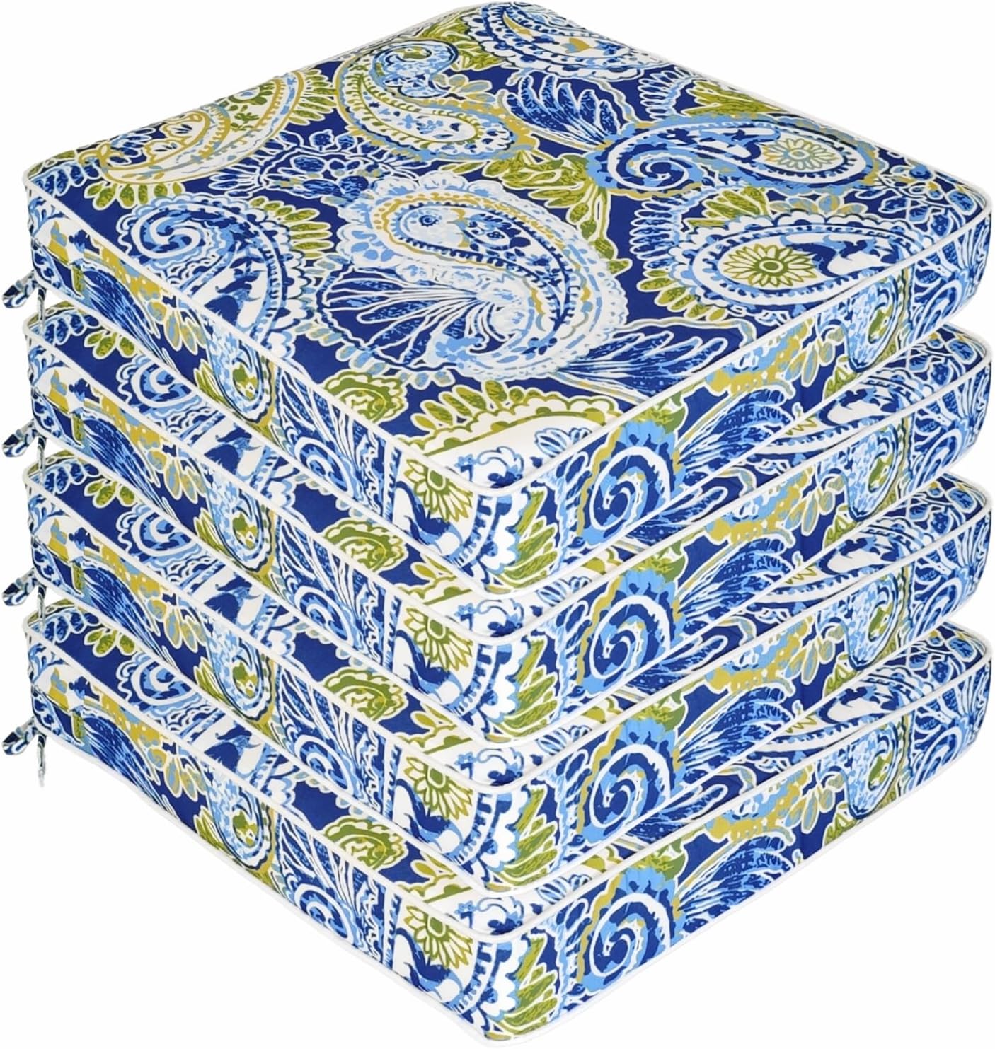 Outdoor Chair Cushions 19 x 19 Inch Set of 4 Water Resistant Seat Cushions with Ties, Outdoor Cushions for Patio Furniture with 3-Year Fade Resistant