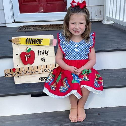 Miniatura 5 de Nazenti Letrero reutilizable para el primer día de escuela, letrero reutilizable para el regreso a clases, tablero personalizado con regla