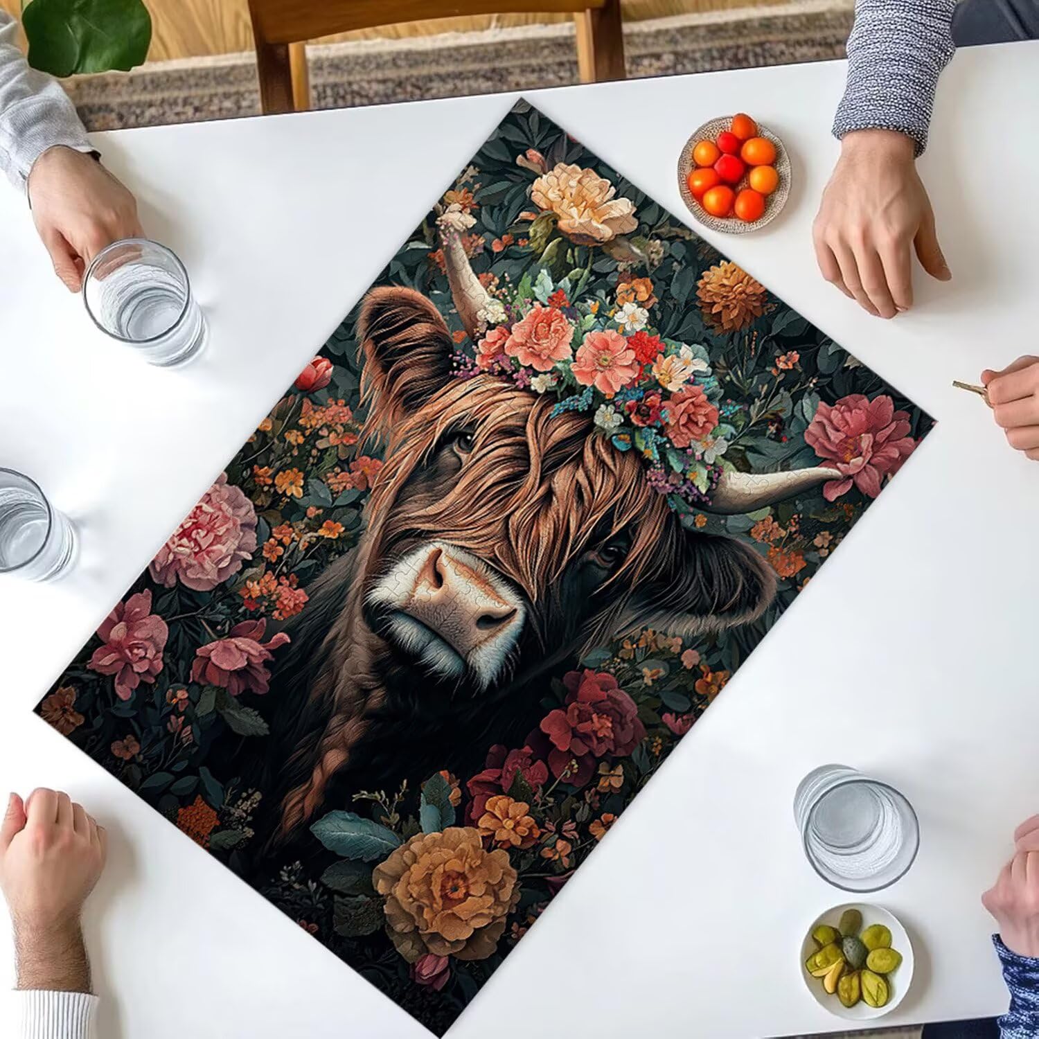 Puzzle 2000 elementów dla dorosłych puzzle dla dorosłych 2000 elementów puzzle wymagające i drażniące mózgi edukacja gra dla całych prezentów dla mężczyzn, puzzle Motyw: (Flower Highland Cattle) h385