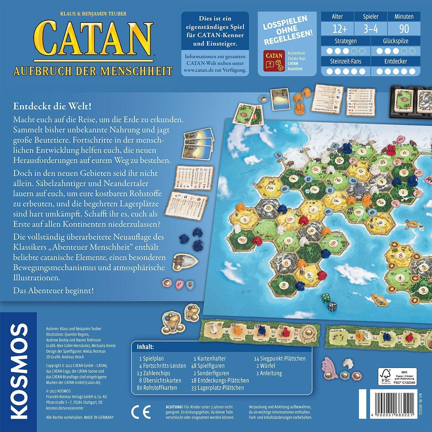 Kosmos 683221 Catan - Inizio dell'umanità, Gioco Indipendente, Versione Tedesca, Gioco da Tavolo da 12 Anni per 2-6 Persone, Gioco da Tavolo, coloni di Catan