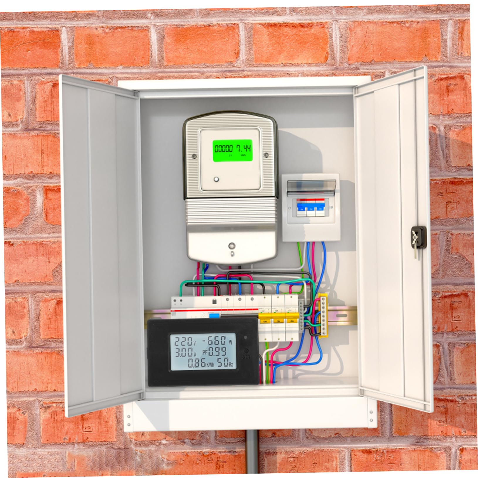 Angoily 3pezzi Misuratore Lcd Per Monitoraggio Controllo Volt e Consumo Facile Installazione Elettrodomestici