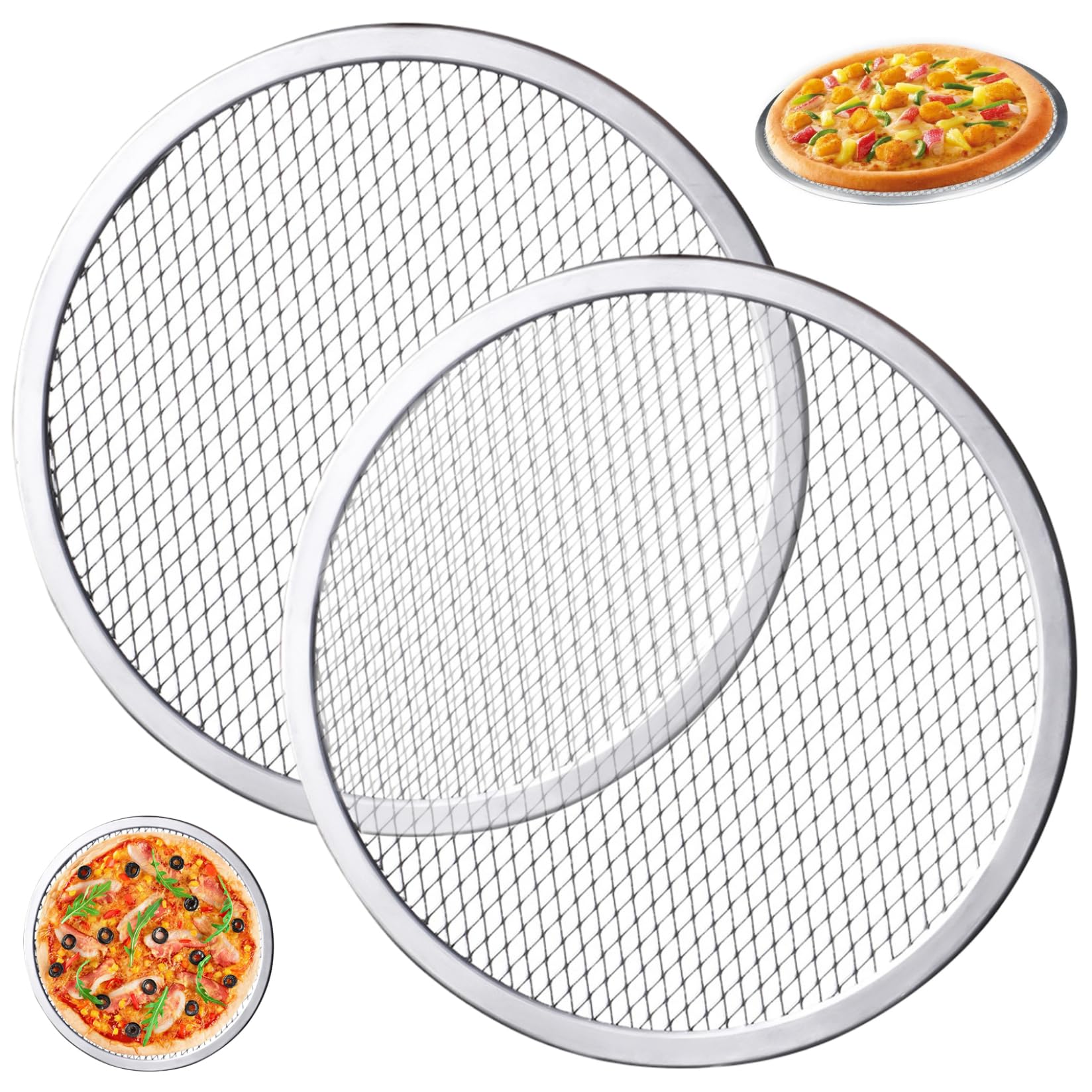 BUWUSMU 8 Pack 12 Inch Aluminum Pizza Screens - Perforated Pizza Pan For Oven & BBQ