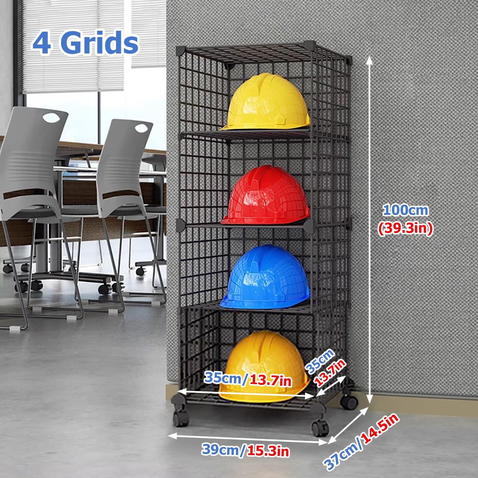 Industrie Motorrad Helm Aufbewahrungsbox Bodenstehender Hardhat Ständer mit feststellbaren Rollen für Garage, Fitnessstudio, Baustelle