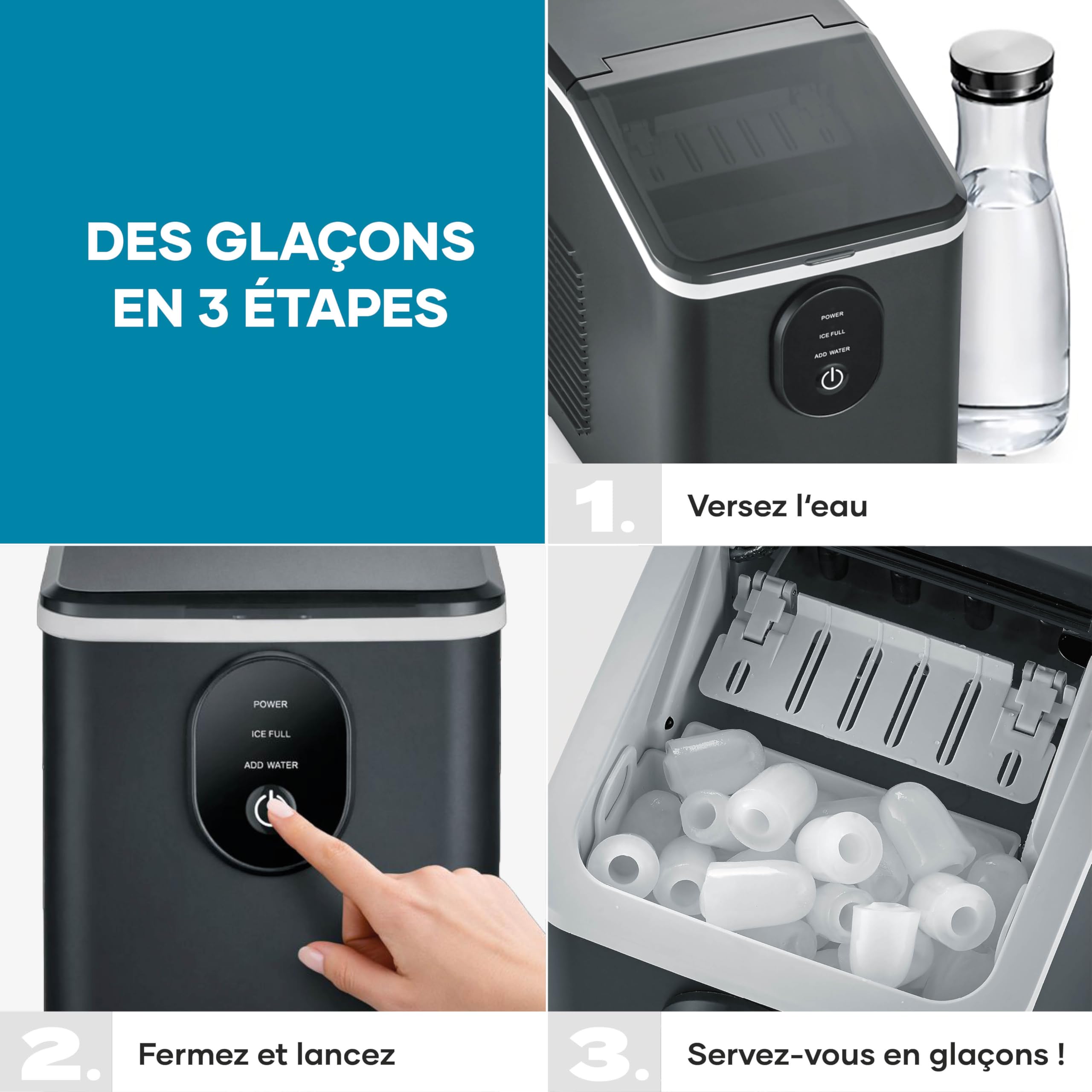 Severin Machine à glaçons - 8 glaçons en juste 8 minutes - Capacité 1,2 L – Facile à utiliser et à nettoyer - Arrêt automatique – Compact – Noir, EZ 7415
