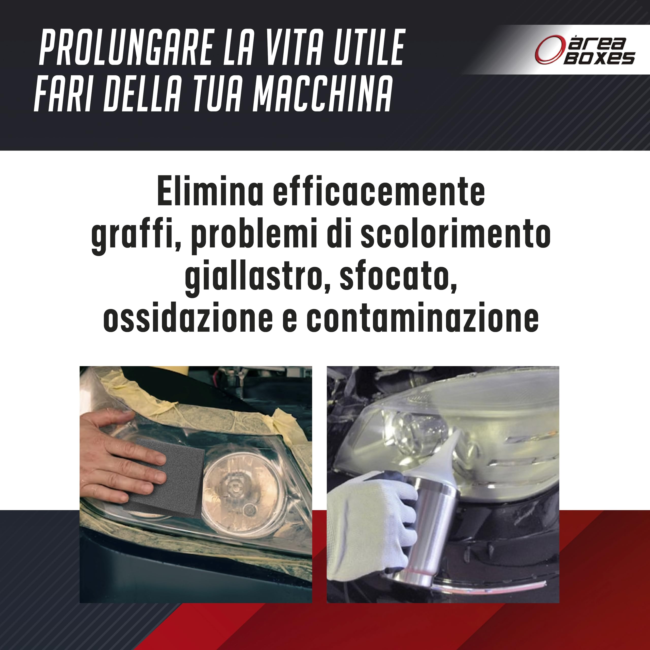 Kit Ripristino Fari Auto con POLIMERO Liquido. Kit Completo di Polimeri Rapido E Semplice, Tutto Il Cecessario per Ripristinare i Tuoi Fari Completamente Come Nuovi. (Solo)