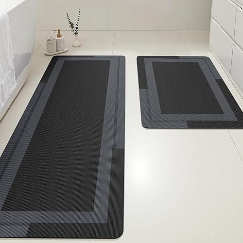 Miniatura 54 de ACCUMTEK Alfombrilla de Baño Ultrafina, Alfombrillas Antideslizantes de Espesor Reforzado para Debajo de la Puerta, Alfombras de Baño 2-gris