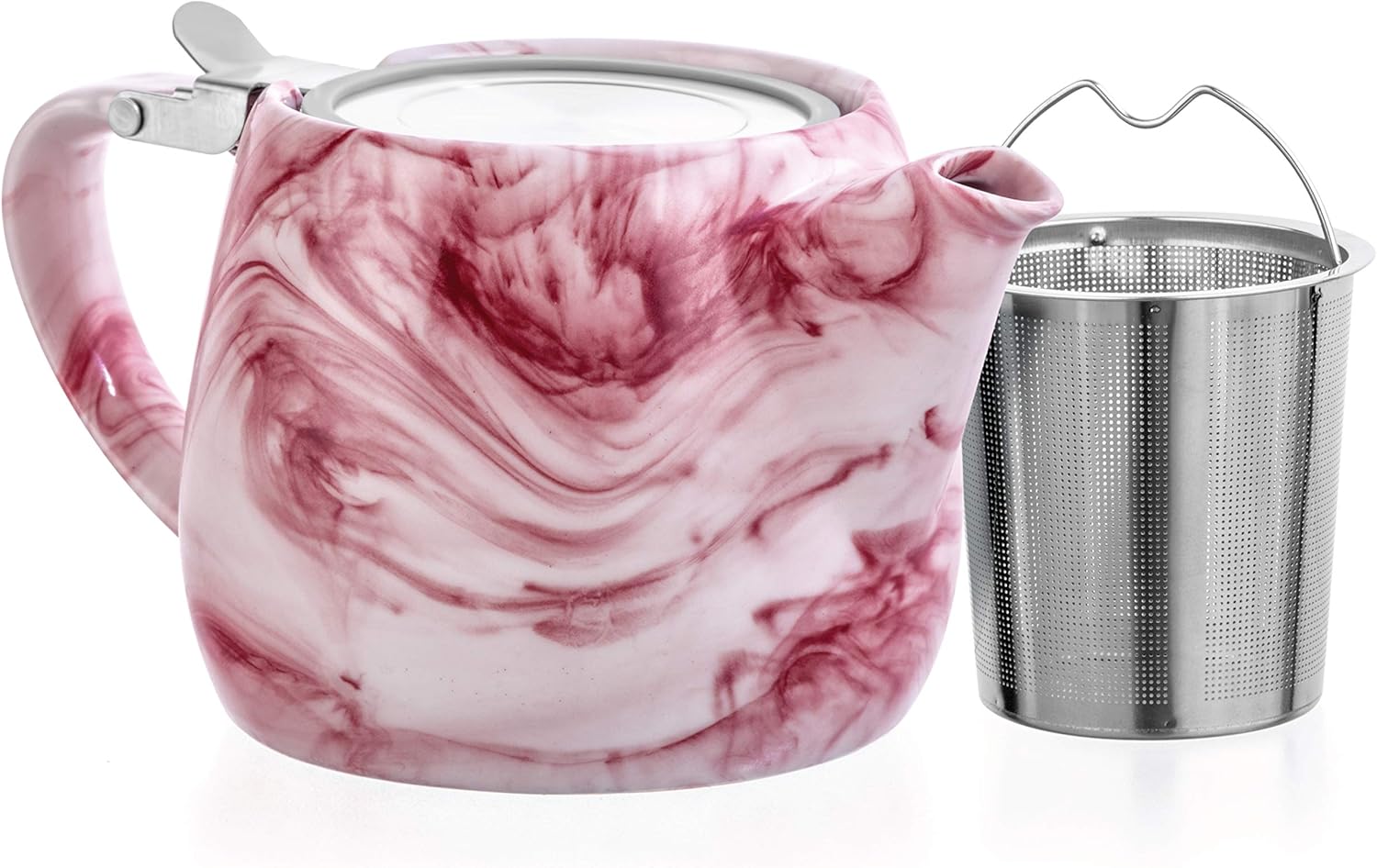 Tealyra Marble Porcelain Teapot Red 22ounce (23 cups