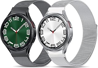 سوار معدني من شوجار جار متوافق مع ساعة سامسونج جالاكسي 6 - 5 - 4 40 ملم 44 - كلاسيك 43 47 مغناطيسي بديل بدون فاصل لساعة برو 45 - 42 46