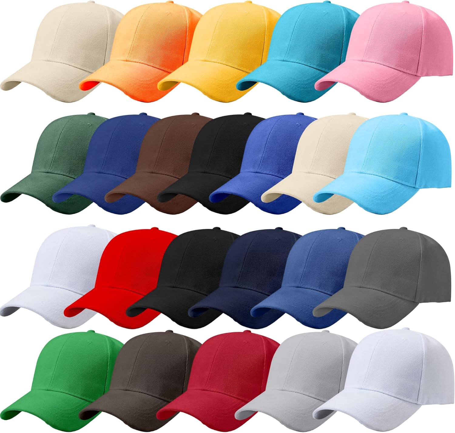 25 Pack Boys Girls Cotton Baseball Hat Sport Ball Cap Plain Baseball Cap Blank Baseball Hats for Kids Summer Sports