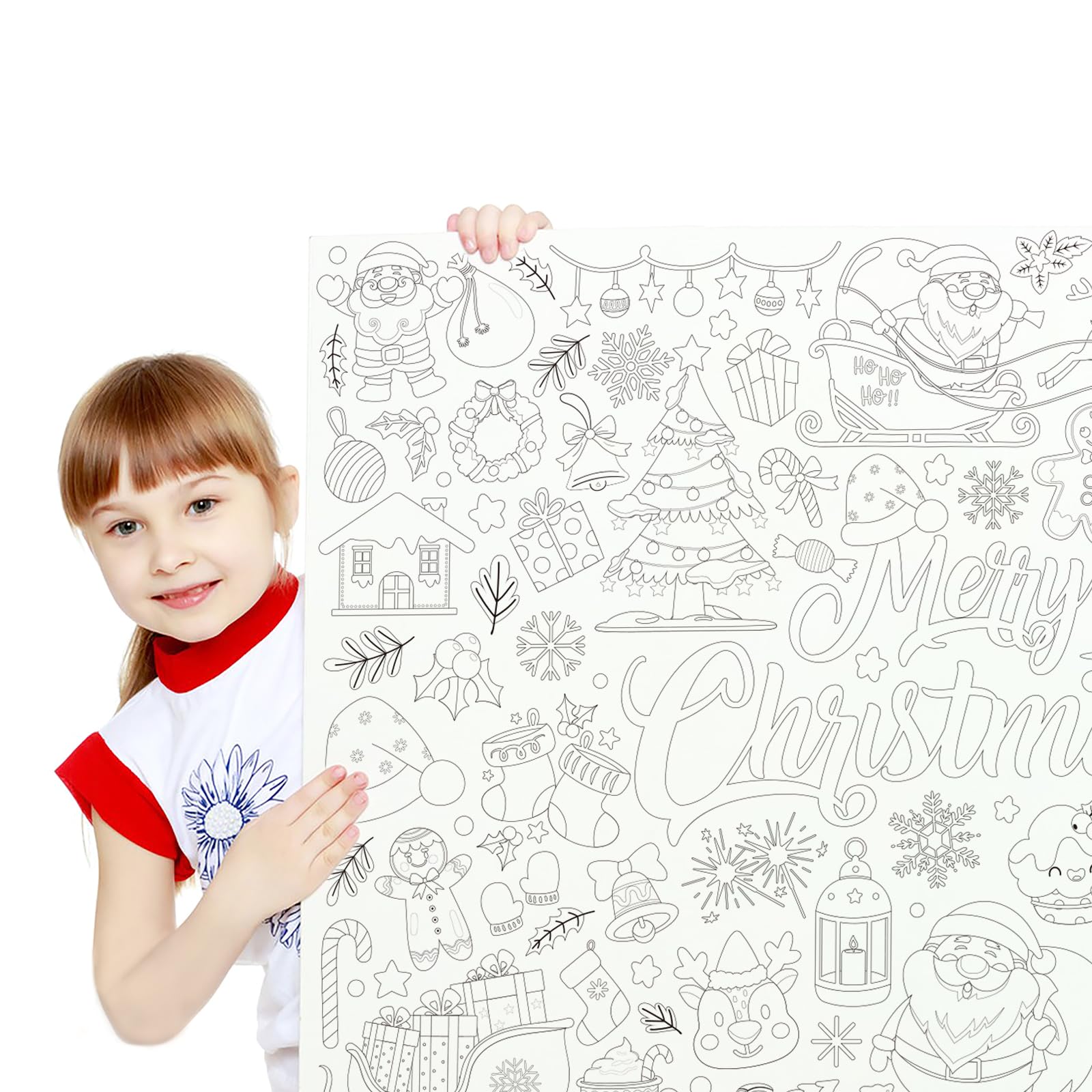 Sketch HOLIDAY PAINT ポスター Merry Christmas Giant Coloring Poster for Kids Winter Xmas Gifts