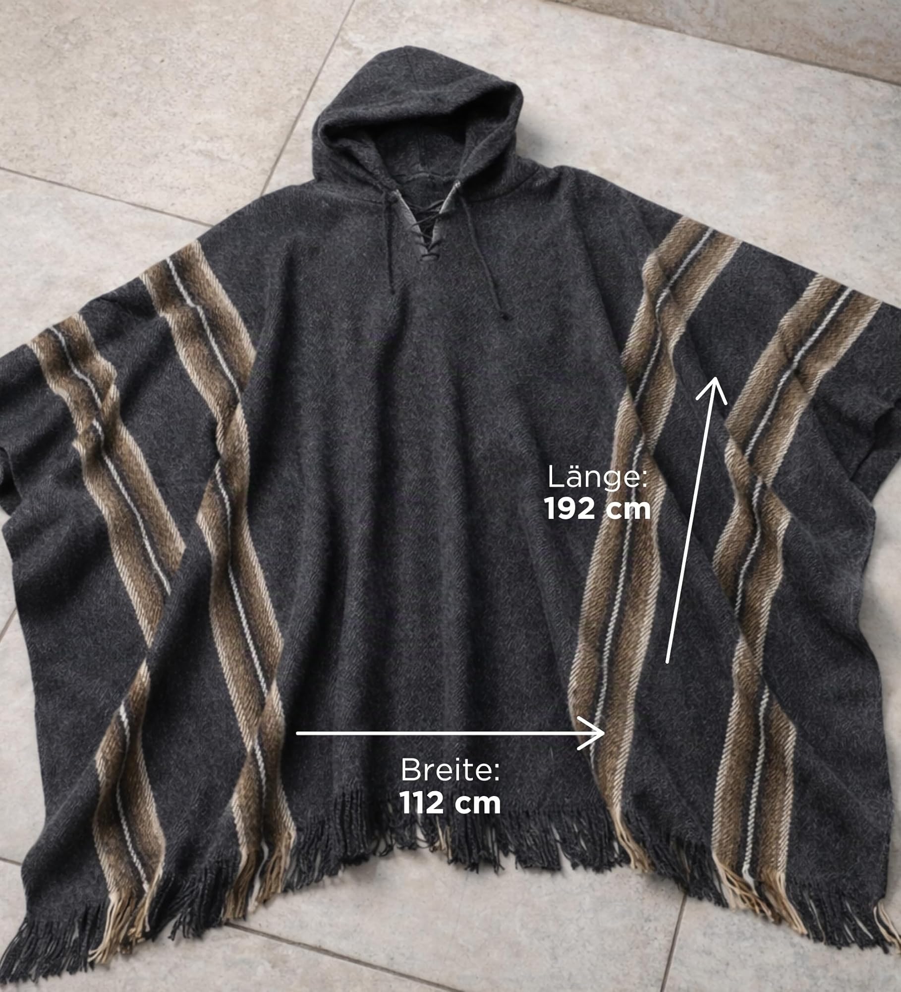 Gamboa Alpaka Wolle Poncho Herren Decke Ponchos Kapuze Cape Pancho Männer Mexikanischer Wollponcho Winter Cowboy Hippie Jacke