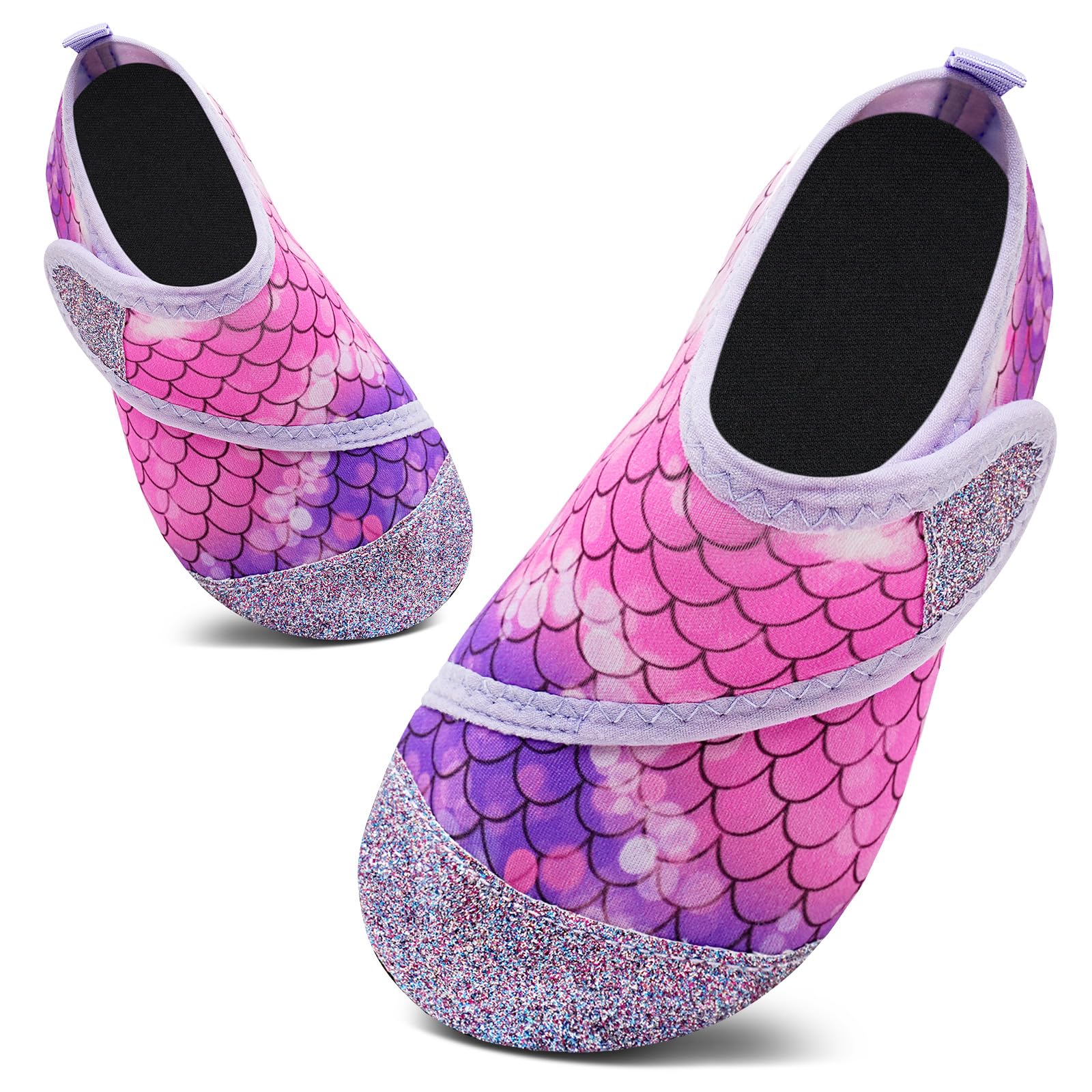 Kids Water Shoes Girls Boys Outdoor Quick Dry Barefoot Aqua Socks for Toddler Sport Beach Swim Surf Bubble Fish Scales Purple 12.5-13 Little Kid