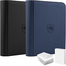 Toploader Binder 2 Pack-Total Holds 720 Toploaders, 108 Toploaders Included | 9 Pocket, Side Loading, Design for 3" x 4" Toploaders, Premium PU Leather Cover, Perfect for Sports Cards & TCG Collectors