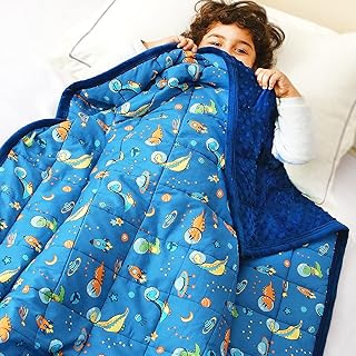 HIHIYO Weighted Blanket Kids 41x60 7lb Ultra Soft Reversible Minky Dot Heavy Bed Blanket with Premium Glass Beads for Calm...