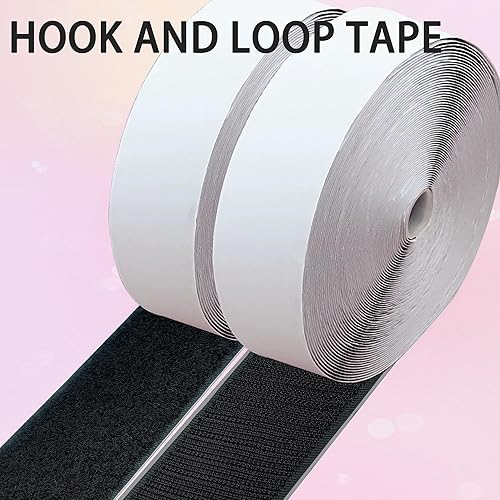 Miniatura 6 de Cinta adhesiva de gancho y bucle de 2 pulgadas x 33 pies, cierres de cinta de nailon resistente, cinta autoadhesiva de doble cara negra que se puede