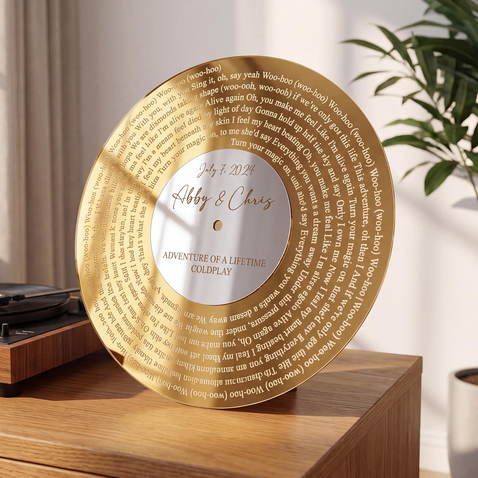 ELULAE Personalisierte Acryl-Liedtext-Spiegelplatte, Vinyl-Druck, Geschenk für Paare (Jubiläum/Hochzeit), Fernbeziehungsgeschenk, für Braut/Bräutigam/Ehefrau/Freundin/Familie/Freunde.