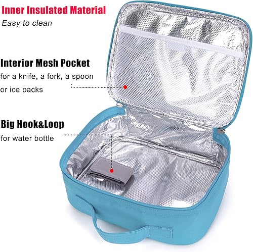 Miniatura 5 de HawLander Lonchera térmica para niños y niñas, tamaño estándar para la escuela (turquesa brillante)