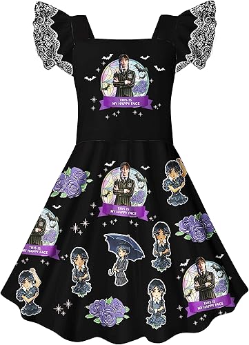 Miniatura 2 de Emonyna Wednesday Addams - Disfraz para niñas, niños, familia, Nevermore, cosplay, Academia, disfraz de Halloween con bolsa