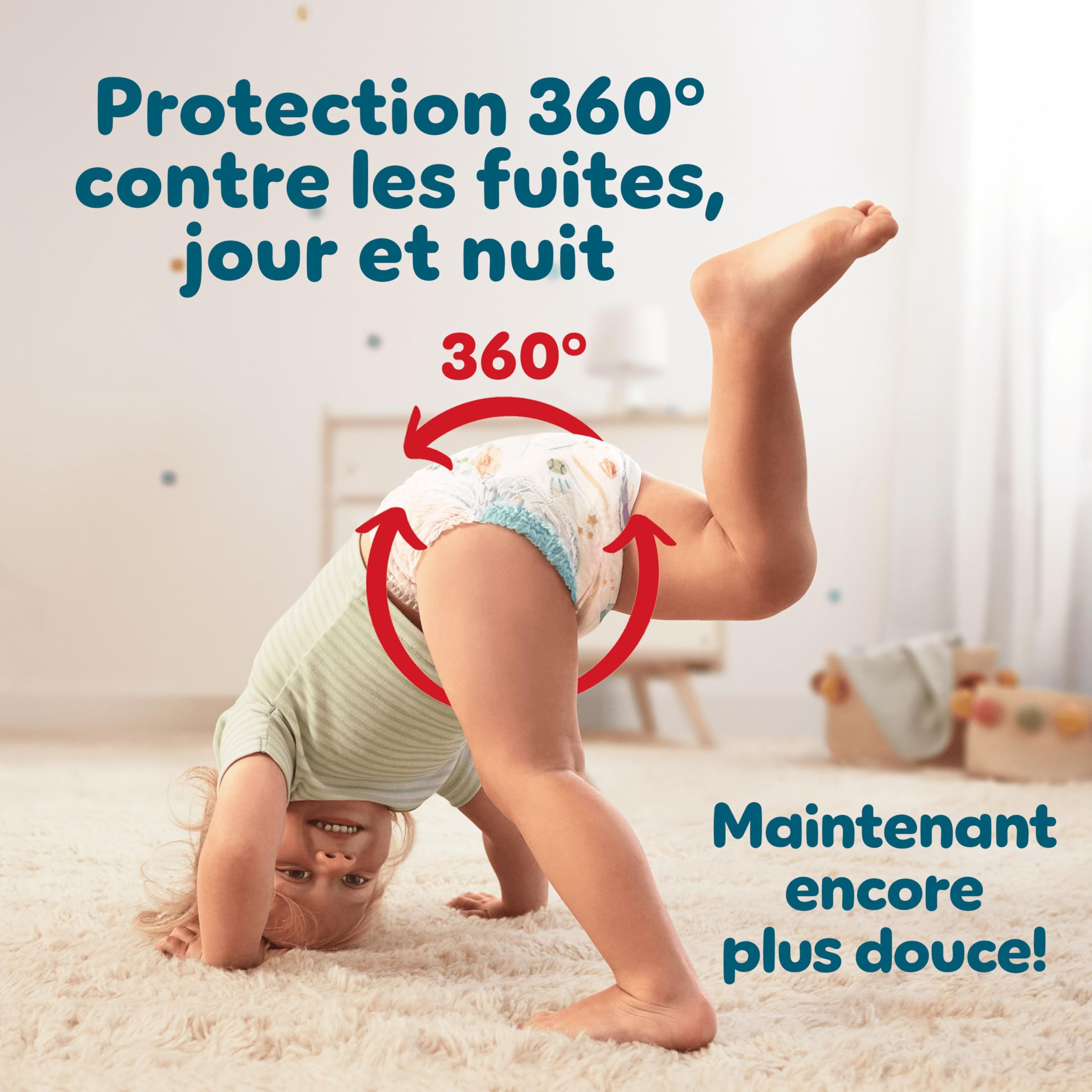 Pampers Baby-Dry Pants Taille 7, 148 Couches-Culottes, 15kg+, Protection 360° contre les fuites jour et nuit, Family Pack - 5