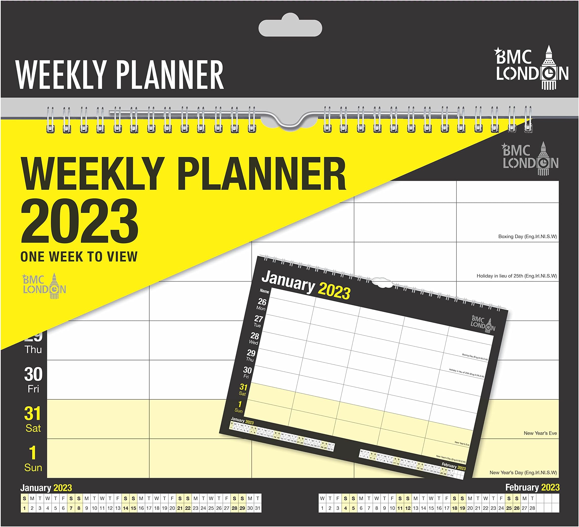 2023 Calendar and Planner Month to View/Week to View (Week to View Planner – Five Columns)