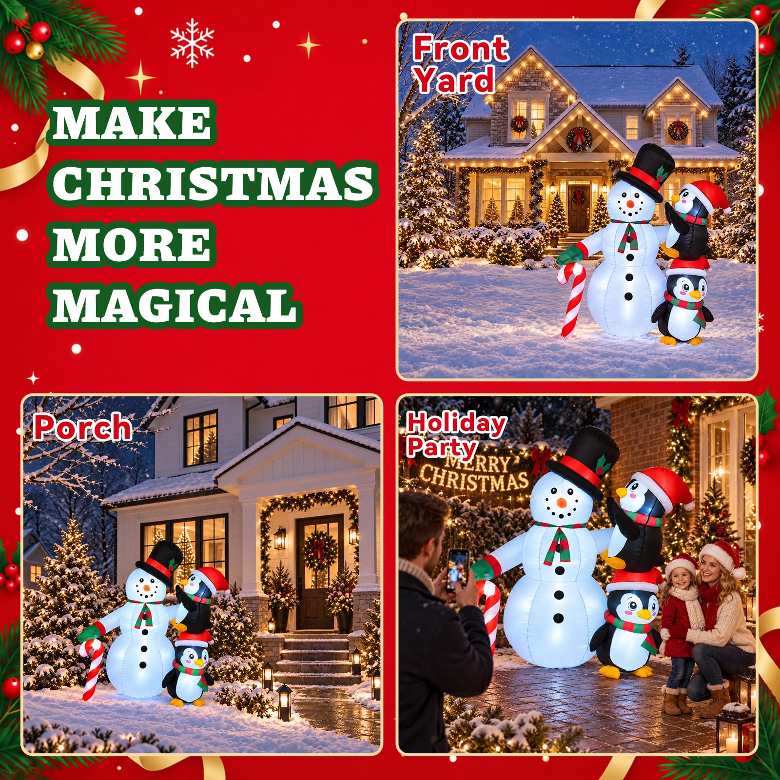 HILAVO Bonhomme de neige gonflable de Noël de 1,5 m