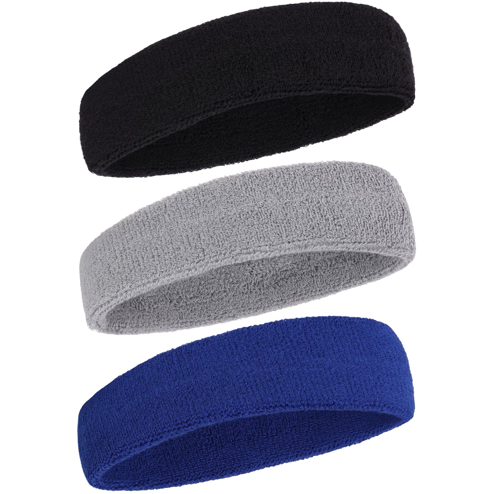 Sweatbands Sports Headband for Men and Women Terry Cloth Moisture Wicking Sports Sweatband for Basketball, Running, Working Out, Football, Cycling