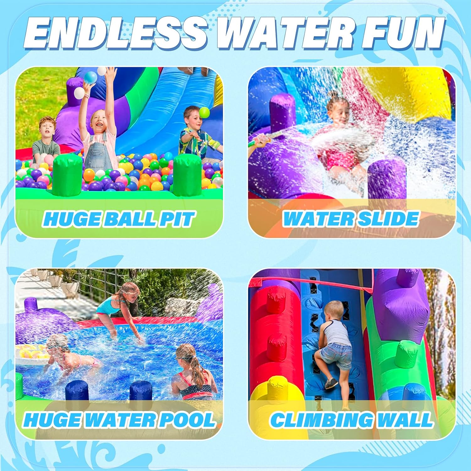 22.5FT Inflatable Outdoor Water Slide,22.5x10.6x9.8FT Giant Water Slide with Splash Pool, Blower Included, Fast Setup, Heavy-Duty Fabric for Kids’ Backyard Summer Fun