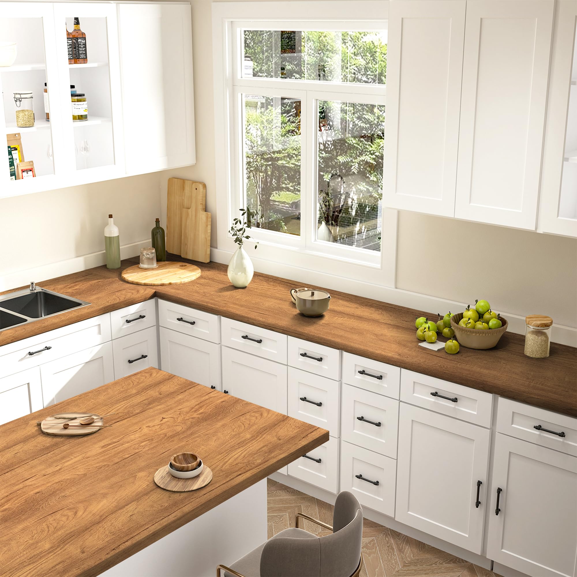 Hode Carta Pellicola Adesiva per Mobili Legno, Rivestimento Rotolo Plastica Laminato Adesivo, Carta da Parati Rivestire, Top Cucina Armadio Tavolo Muro 30x200cm