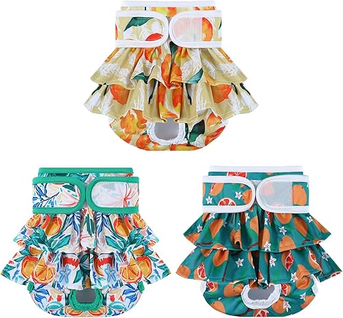 Miniatura 7 de Pañales reutilizables para perras, paquete de 3 pañales lavables altamente absorbentes, pañales flexibles para perritos, a prueba de fugas, pañales