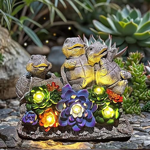 Miniatura 3 de Foreby Regalos para el día de la madre, regalos para mamá, para mujeres, estatuas solares de jardín de tortugas para decoración al aire libre,