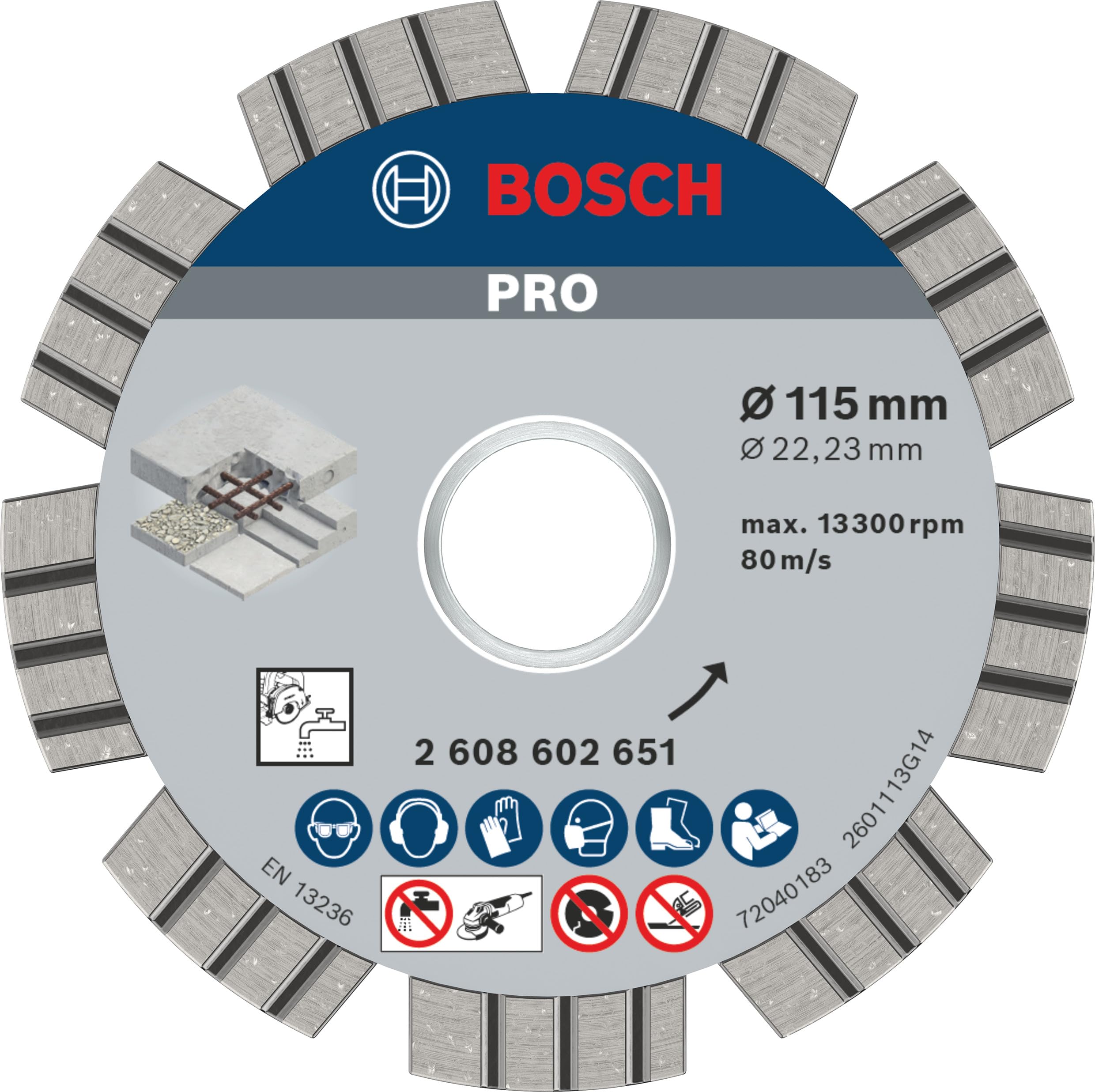 Bosch elmas kesme diski beton için en iyisi, 115 x 22,23 X 2,2 x 12 mm, 2608602651
