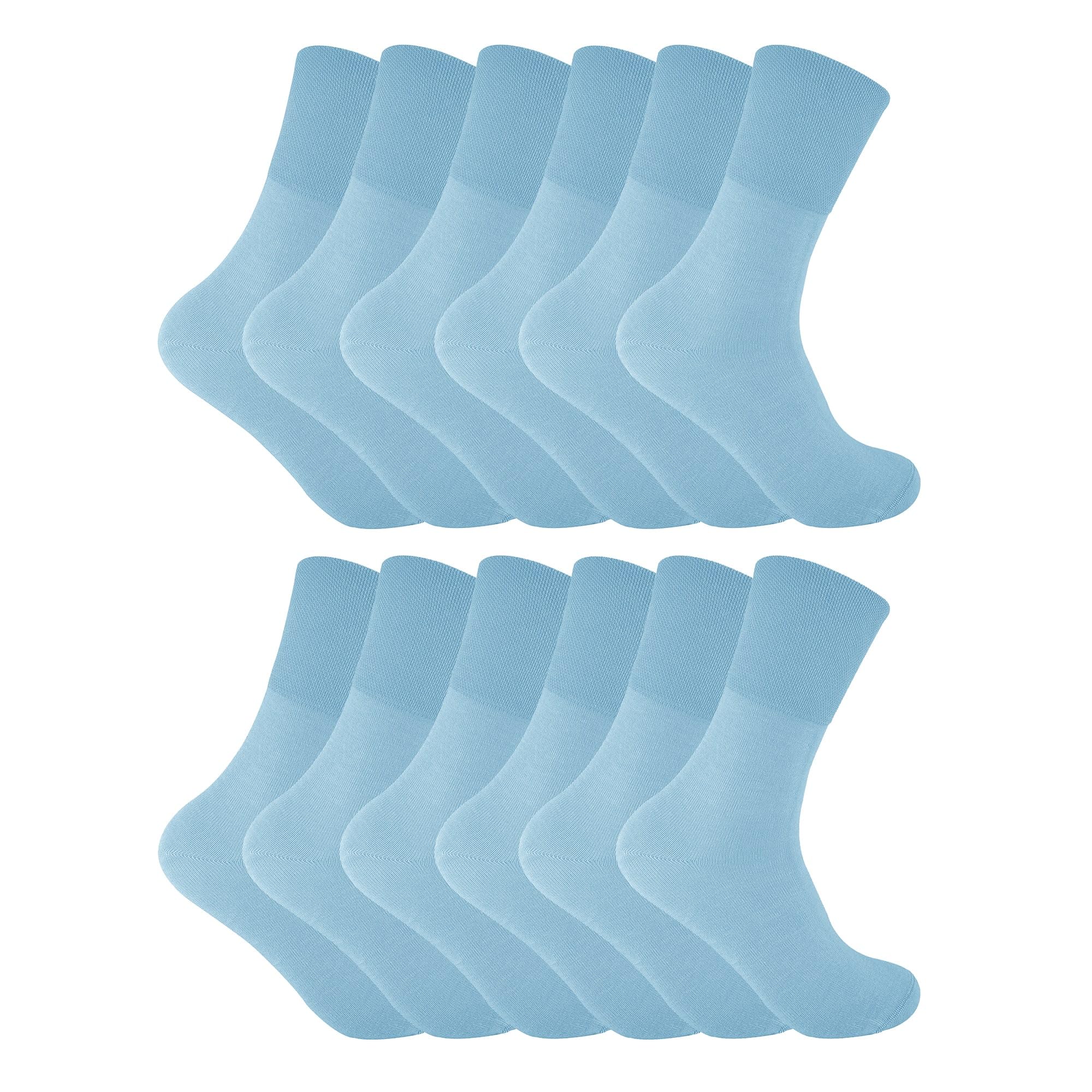 Sock Snob Women's Light Blue 12 Pack Non Elastic Thermal Diabetic Socks | | Soft Top Socks For Poor Circulation (4-8, )